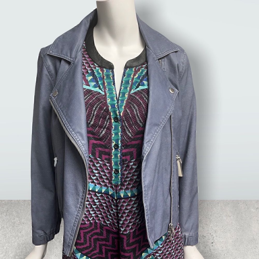 Calvin Klein Lavender Faux Leather Biker Jacket